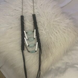 Elegant Black and Silver Necklace with Aqua Accents